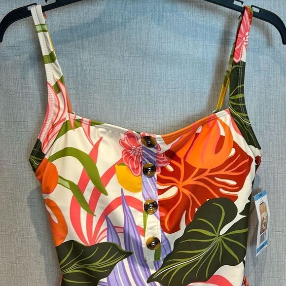 NEW Social Standard by Sanctuary Womens Button Front One-Piece Swimsuit Sz Large - Picture 2 of 10